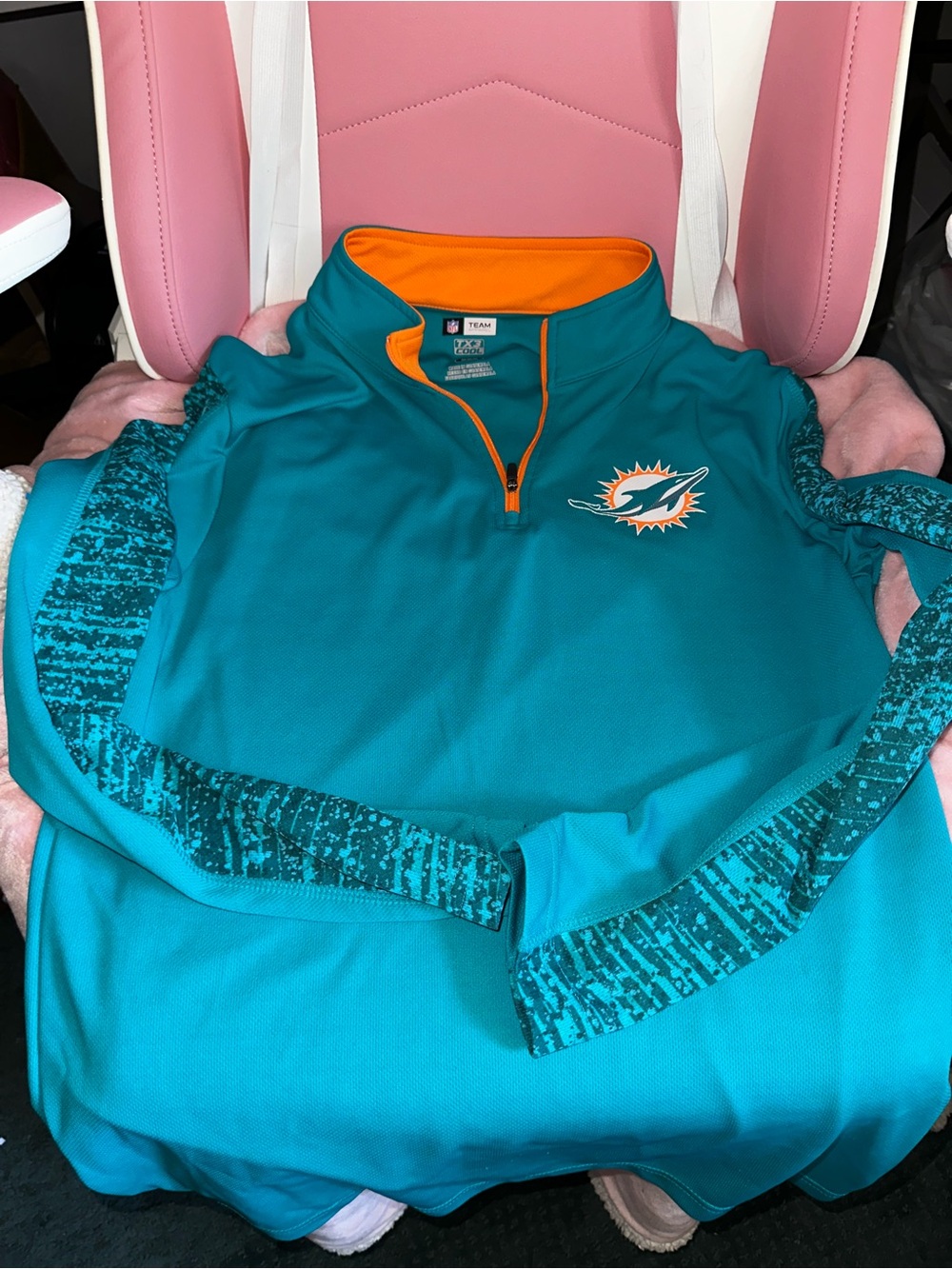 NFL Teal and orange Team Apparel Pullover Half Zip